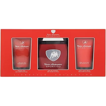 Lamborghini Sportivo Gavesæt 125ml EDT + 100ml Shower Gel + 100ml Aftershave Balm